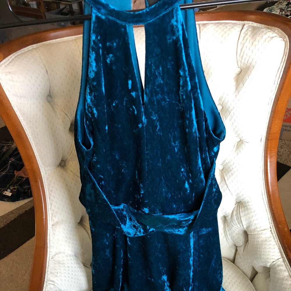Blue Velvet GREYLIN luxury Velvet Skater Dress Small
